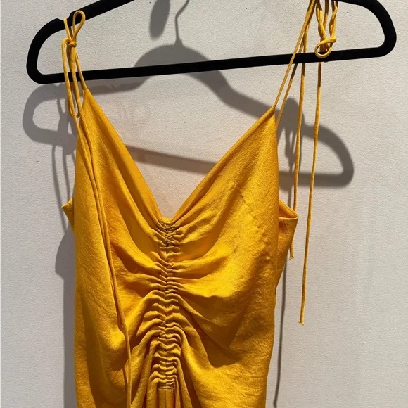 Sandro Yellow Slip Rouched Dress - Picture 2 of 6